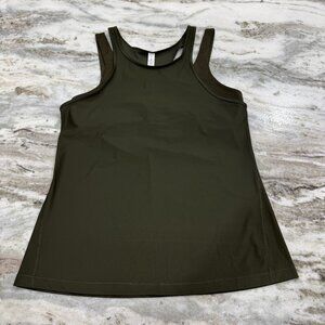 Lulumon Athletica Racerback Tank with Attached Bra Size 10 Olive Green